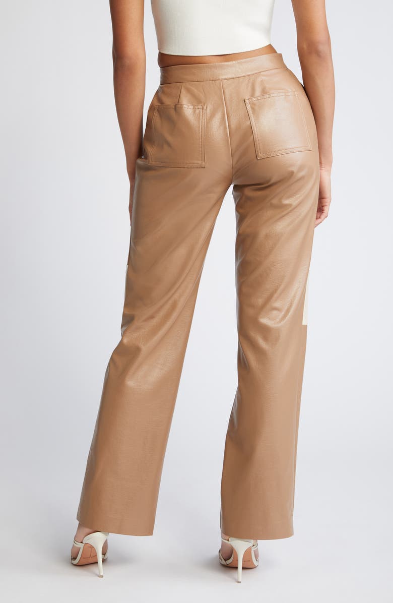 Mistress Rocks Biker Colorblock Straight Leg Faux Leather Pants, Alternate, color,