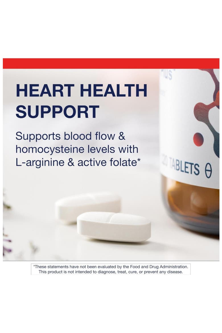 Arginine Plus L-Arginine Methyl Folate Cardiovascular Support 120 Tablets, Alternate, color, None