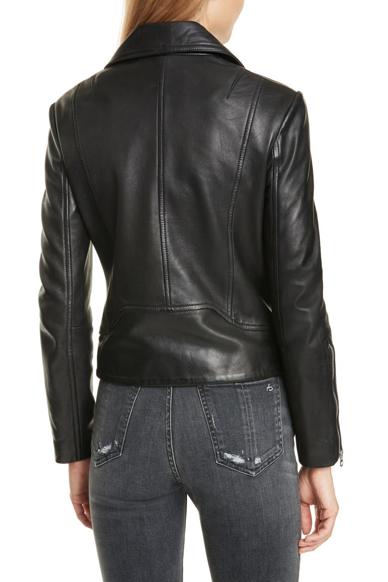 Mack Lambskin Leather Jacket, Alternate, color, BLK