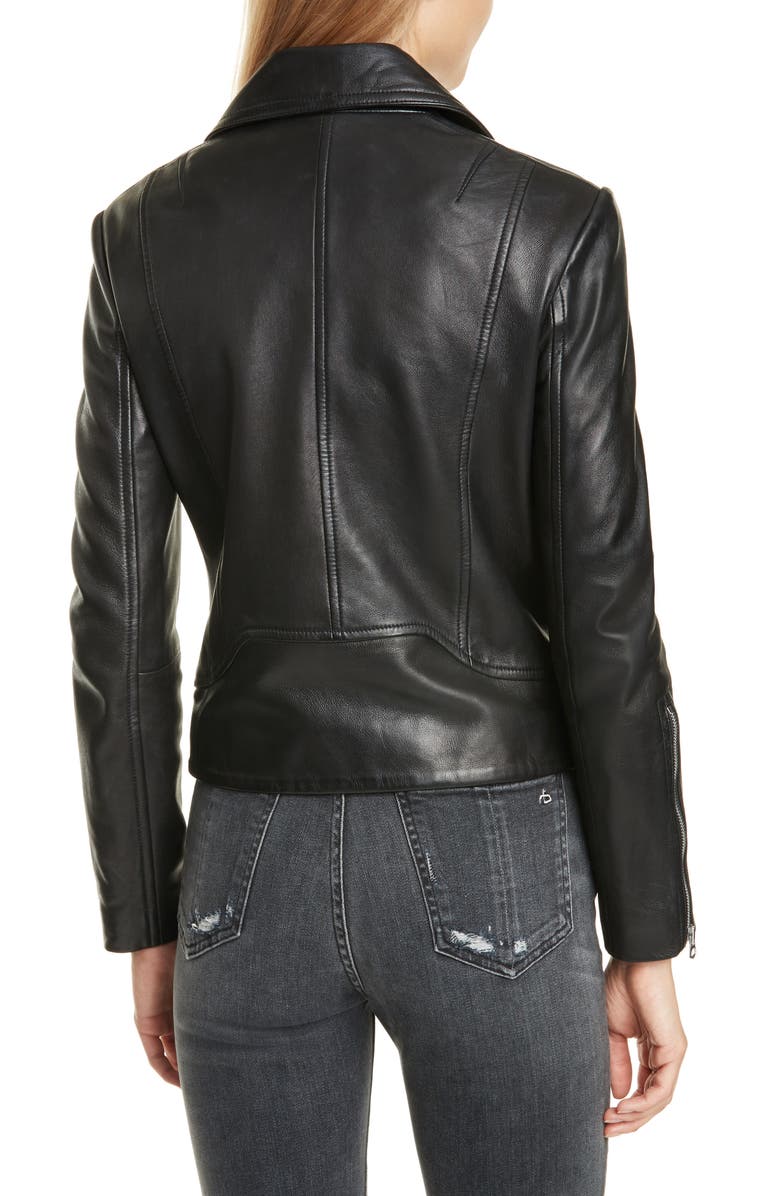 rag & bone Mack Lambskin Leather Jacket, Alternate, color, Blk