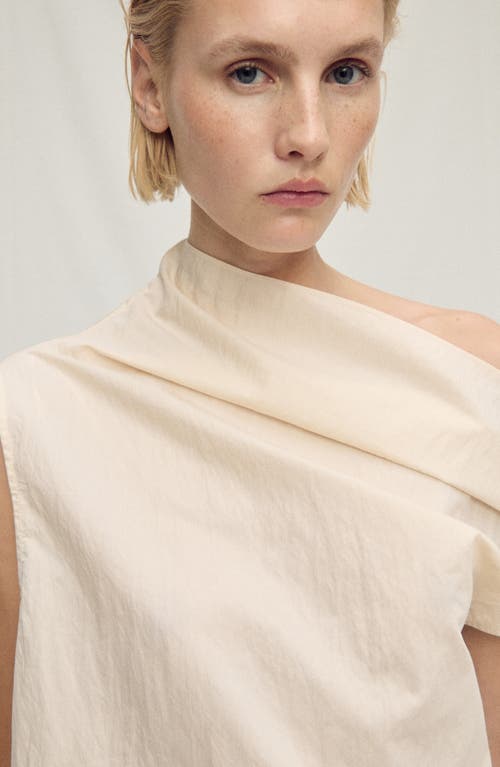 MANGO MANGO ASYMMETRIC OFF THE SHOULDER COTTON BLEND TOP