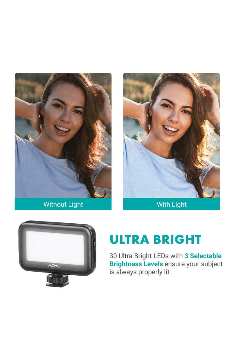 MOVO iVlogger Vlogging Kit for iPhone with Light, Mic, Phone Mount, Tripod, Alternate, color, Black