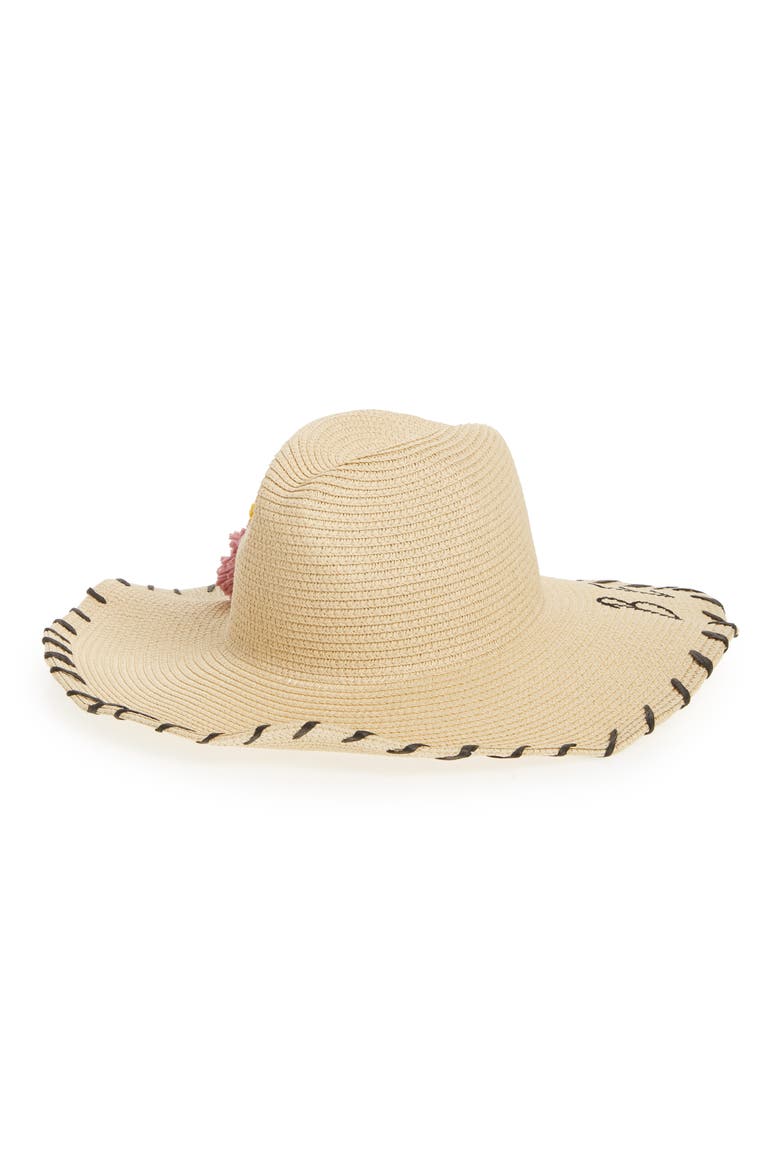 Verbiage Pom Straw Panama Hat, Main, color, NATURAL
