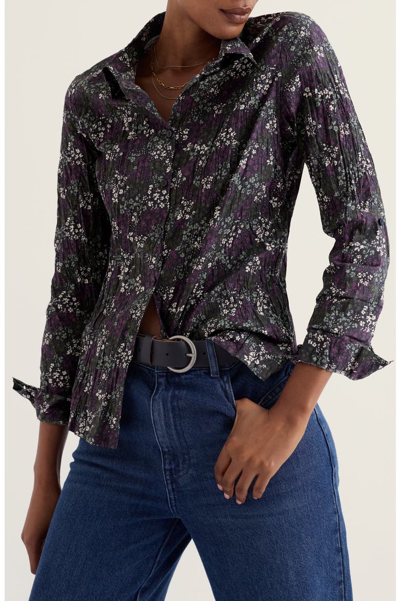 Larissa Crinkled Organic Cotton Shirt, Main, color, SPECKLED DITSY MIX
