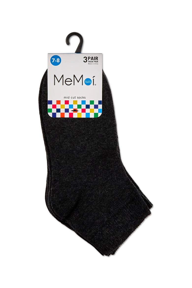 Unisex Cotton Blend Mid-Cut Socks 3-Pack, Alternate, color, Charcoal