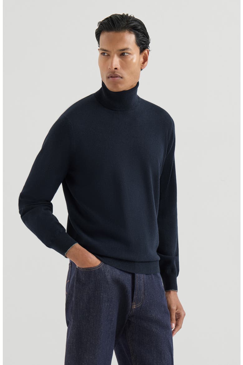Cashmere turtleneck sweater, Main, color, Navy Blue