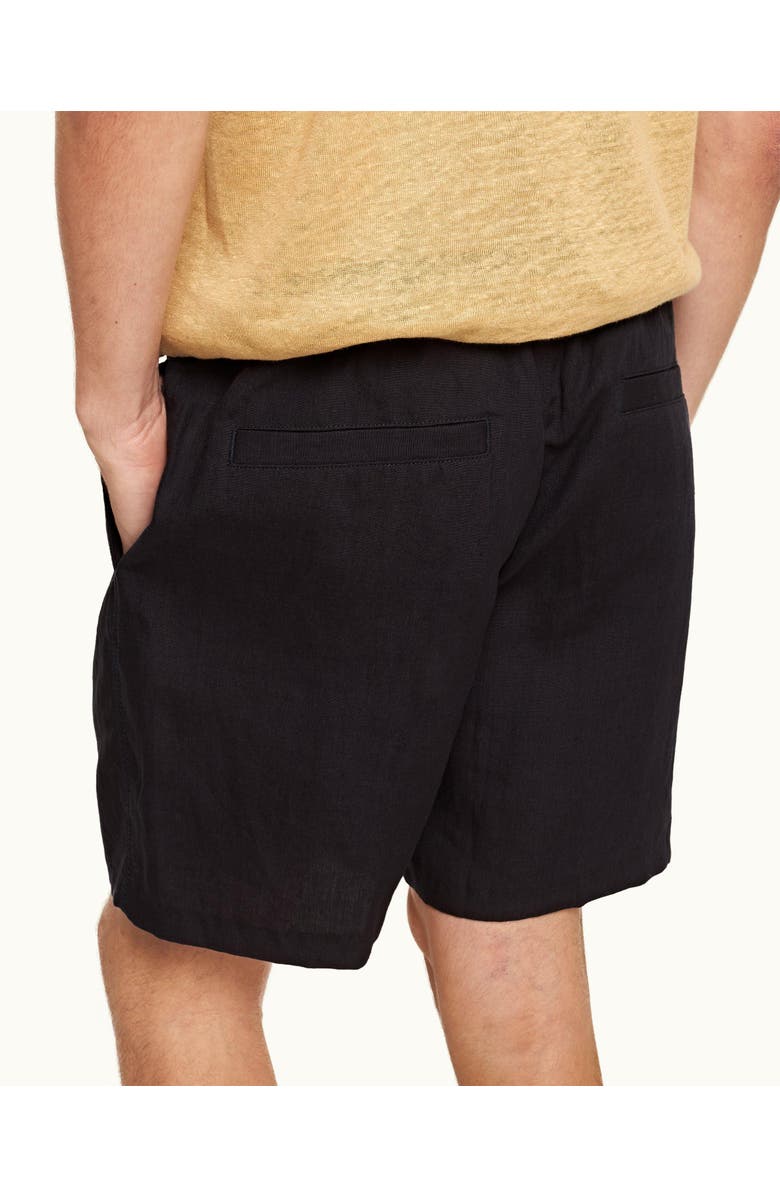 Orlebar Brown Alex Lino Relaxed Fit Italian Linen Drawcord Shorts, Alternate, color, Night Iris