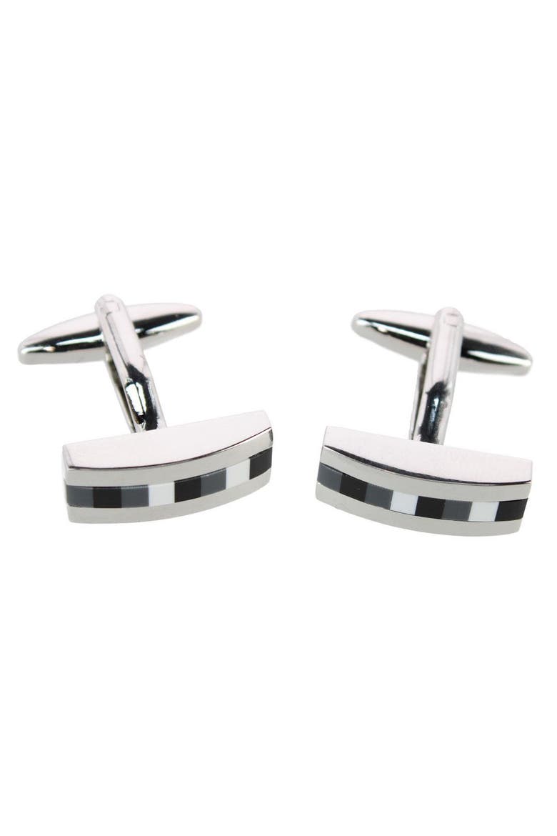 Harris Silver with Black & Grey Gradient Stone Cufflinks, Main, color, Silver with Grey and Black Sto