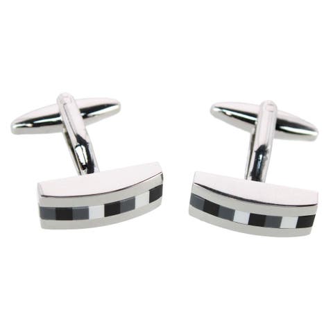 Harris Silver with Black & Grey Gradient Stone Cufflinks