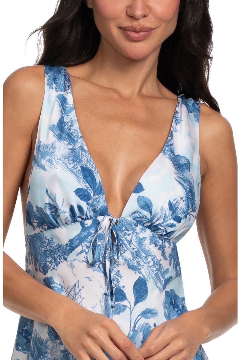 Floral Satin Chemise, Alternate, color, BLUE