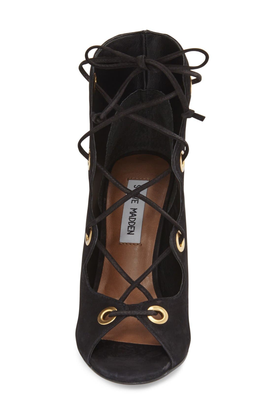 Steve Madden 'Carusso' Lace-Up Peep Toe Bootie, Alternate, color, 