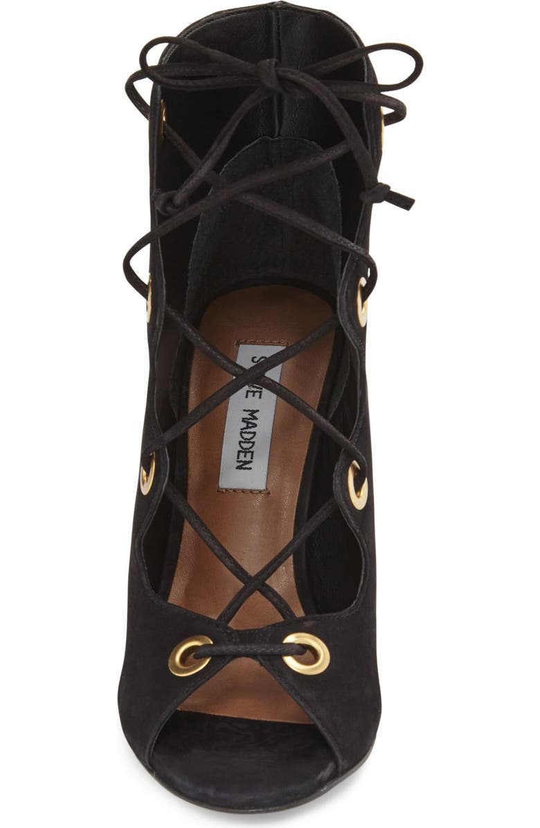 Steve Madden 'Carusso' Lace-Up Peep Toe Bootie, Alternate, color,