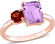 DELMAR 14K Rose Gold Plated Sterling Silver Amethyst & Garnet Ring