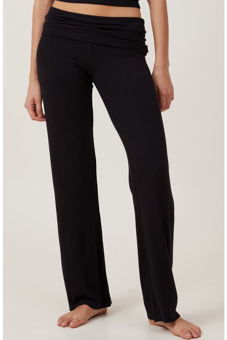 Women's Airy Soft Roll Waist Pant, Main, color, Ribbed Black