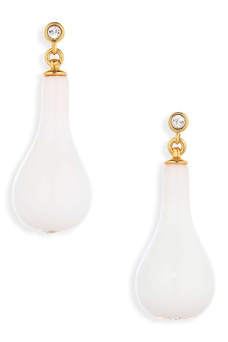 Stone Drop Earrings, Main, color, WHITE/ GOLD