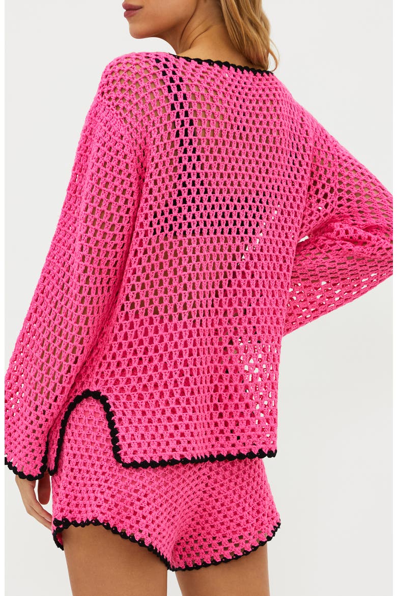 Blaise Crochet Cover-Up Sweater, Alternate, color, RADIANT ORCHID