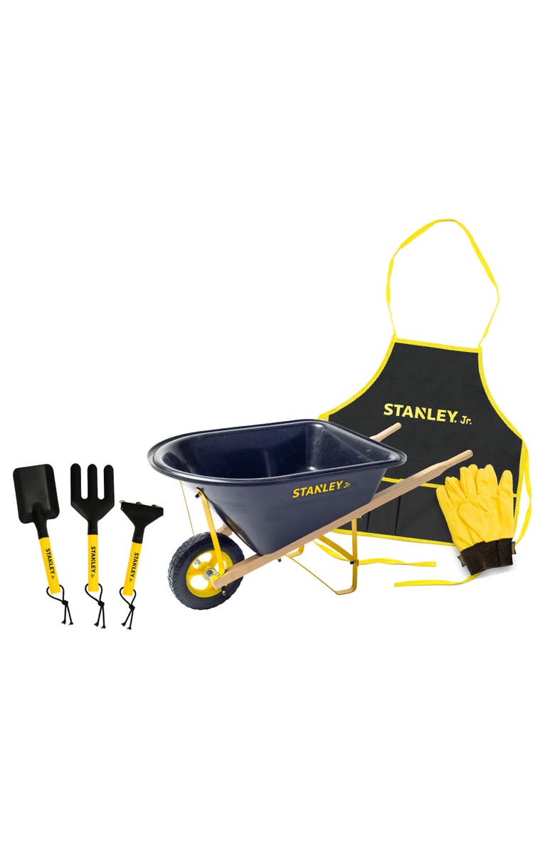Stanley Jr .Kids Garden Tool Set Including Wheelbarrow, Apron, Gloves and Short hand Tools, Alternate, color, Multi