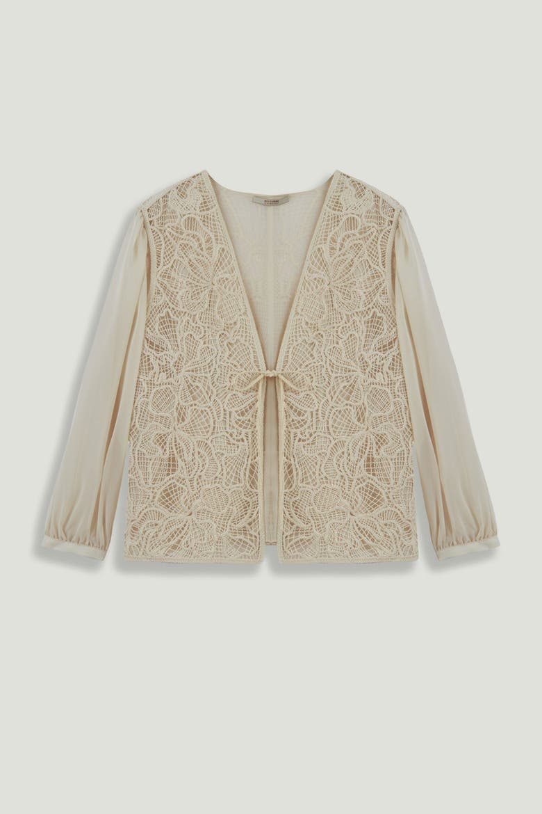 Lace Front Sheer Sleeve Jacket, Alternate, color, Ivory