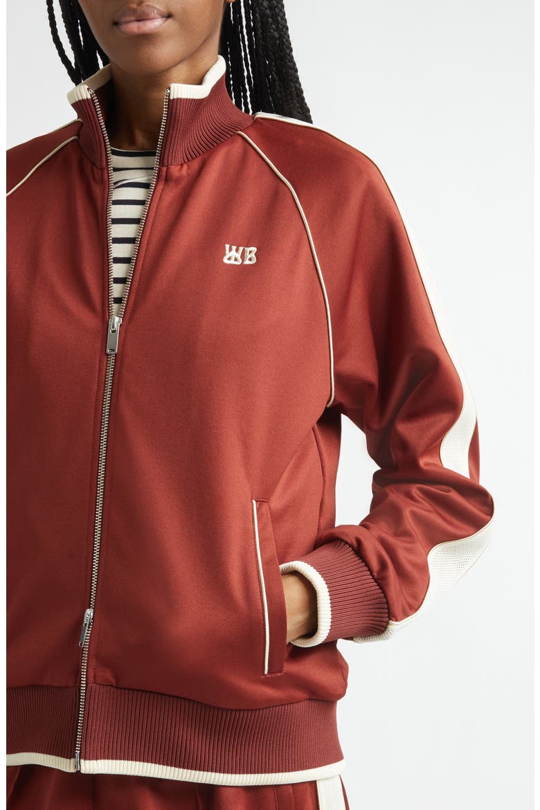Motion Piped Jersey Track Jacket, Alternate, color, RUST / IVORY