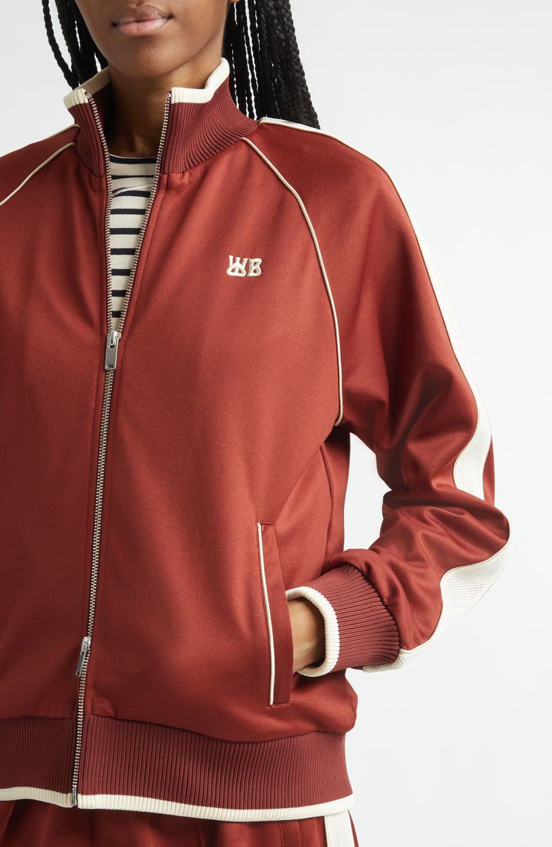 Wales Bonner Motion Piped Jersey Track Jacket, Alternate, color, Rust / Ivory
