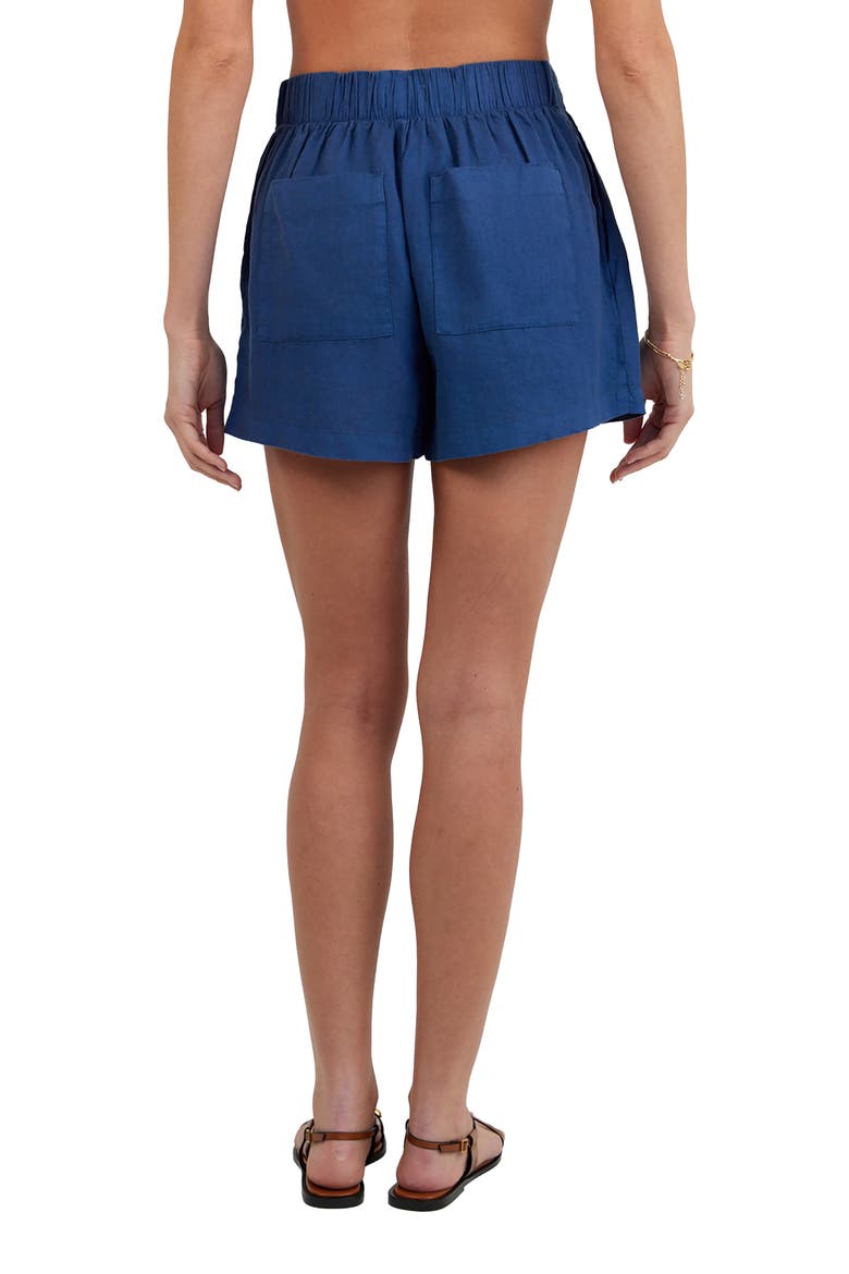 Double Pleat Linen Shorts, Alternate, color, MIDNIGHT SURF