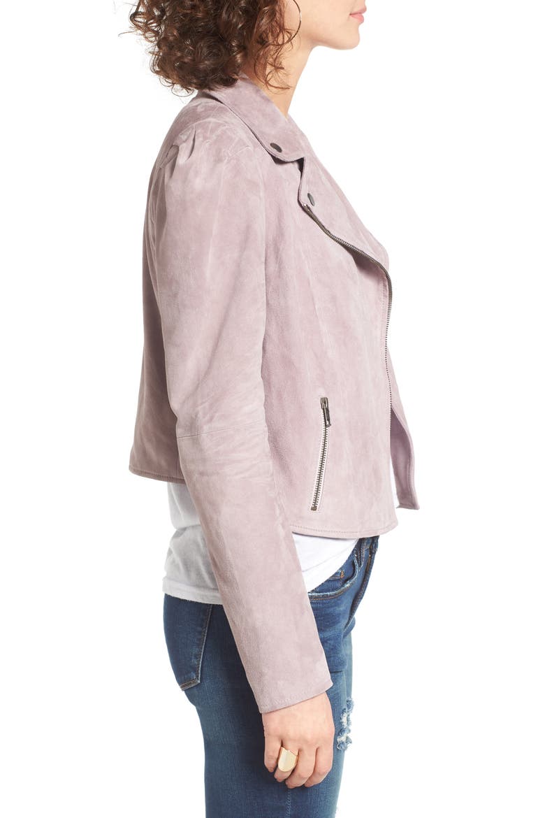Suede Moto Jacket, Alternate, color, PURPLE QUAIL