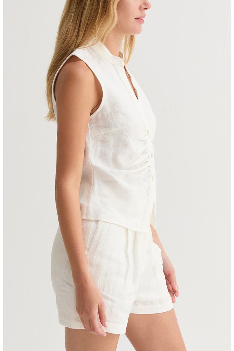 Sleeveless Mandarin Collar Blouse Top, Alternate, color, White