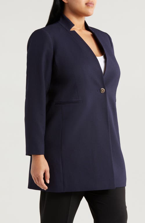 Tahari Asl One-button Twill Jacket In Navy