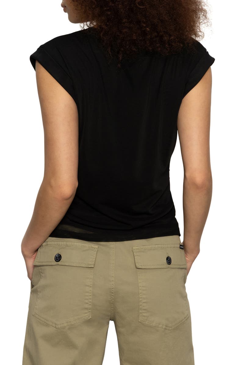 Sanctuary Charisma Cap Sleeve Mesh Top, Alternate, color, Black