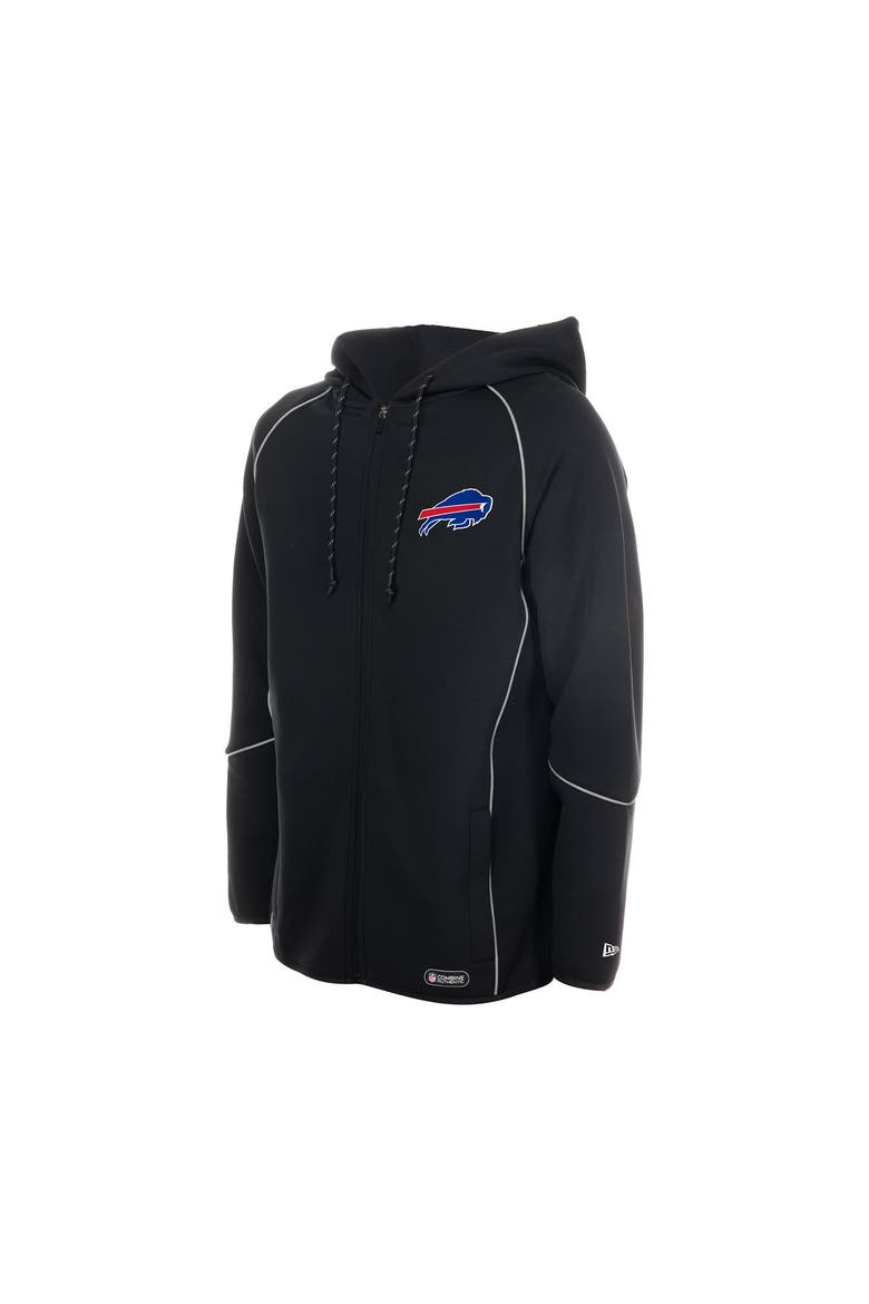 Men's New Era  Black Buffalo Bills Combine Authentic Raglan Full-Zip Hoodie, Alternate, color, Black