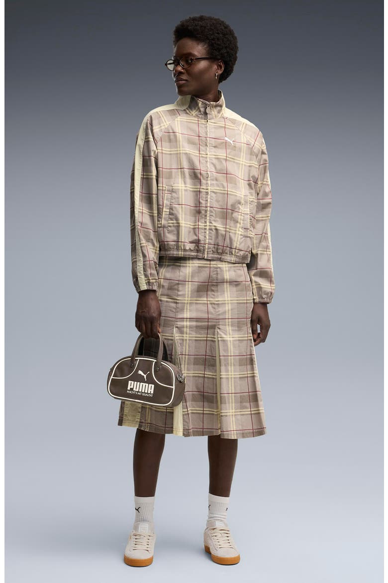 T7 Relaxed Tartan Woven Track Jacket, Alternate, color, MOUSE GRAY