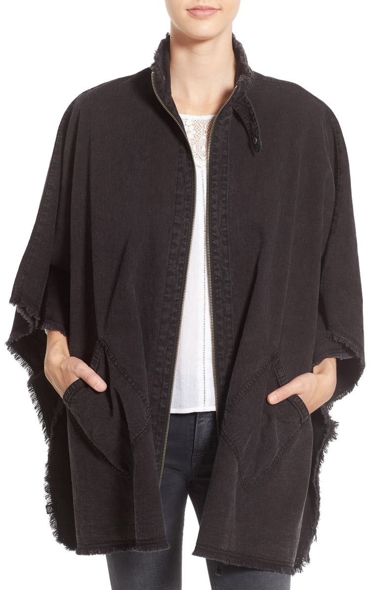 Treasure & Bond Treasure&Bond Zip Front Denim Poncho, Main, color,