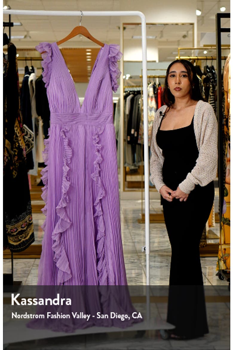 Pleated Ruffle Cap Sleeve Flowy A Line Gown video