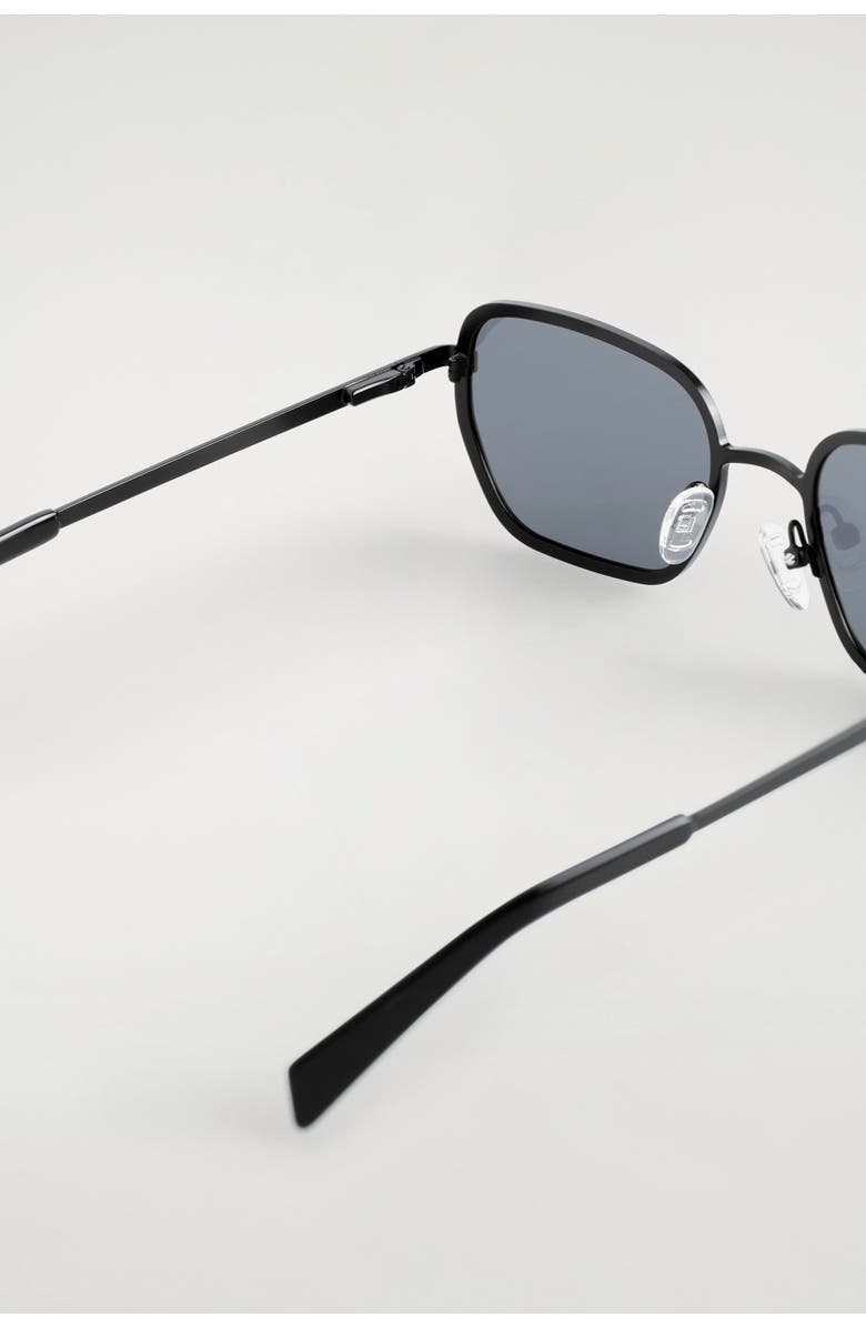 COS Wire-Frame Rectangle Sunglasses, Alternate, color, Black