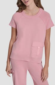 DKNY Satin Pocket Short Sleeve Sweater