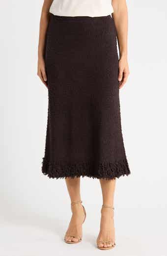 Frayed Trim Midi Skirt