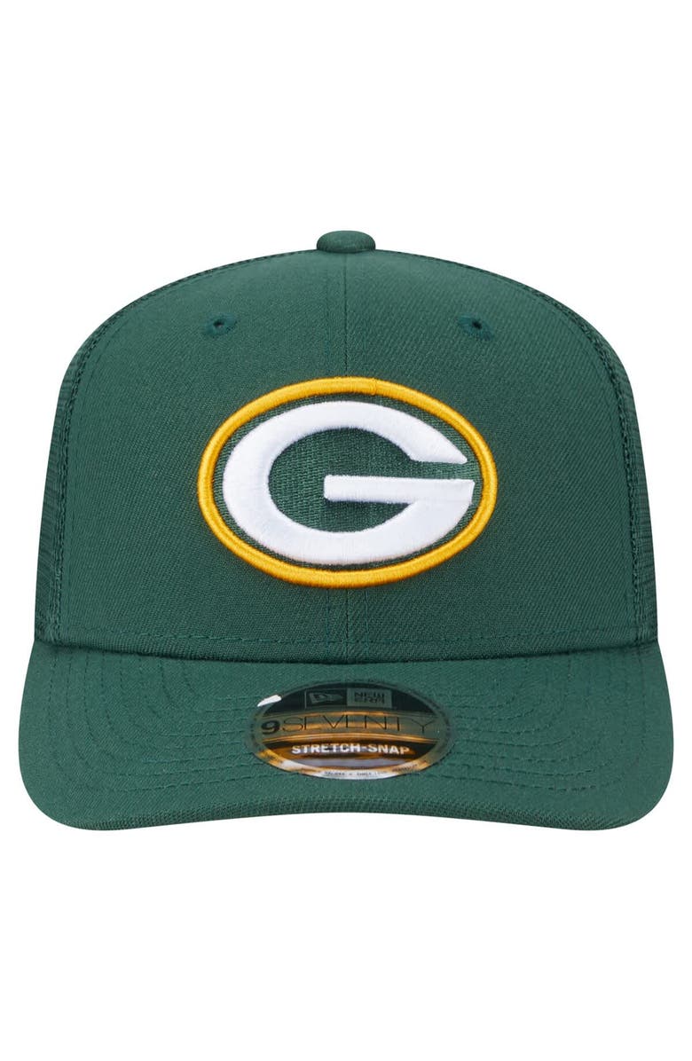 New Era Men's New Era Green Green Bay Packers Main Trucker 9SEVENTY Stretch-Snap Hat, Alternate, color,