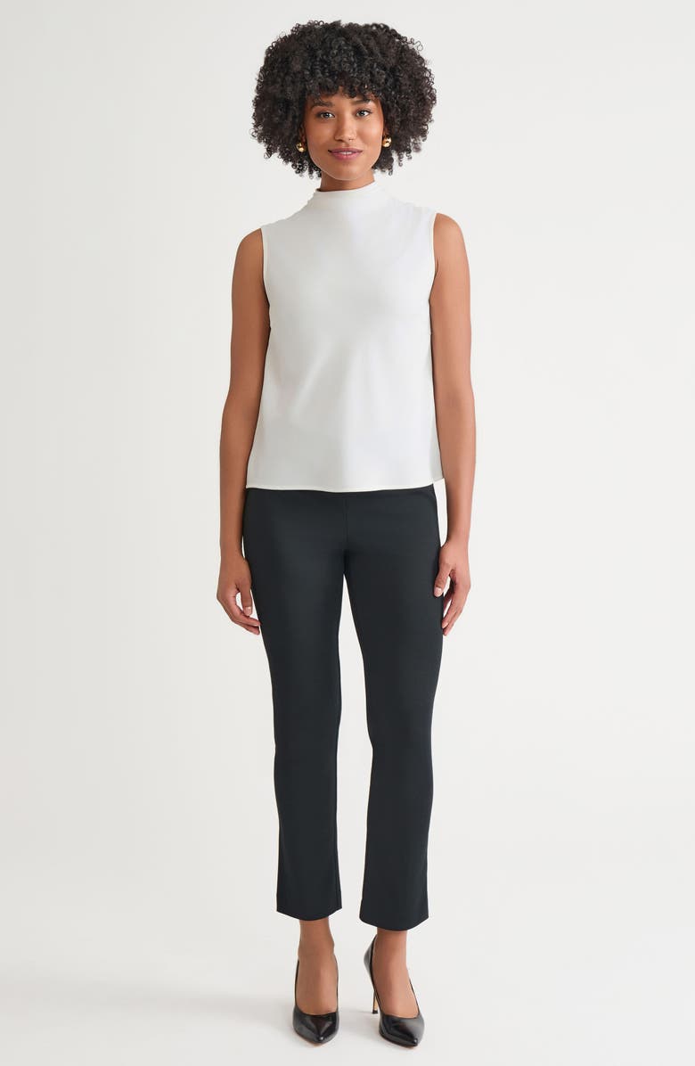 Ming Wang Funnel Neck Crêpe de Chine Shell, Alternate, color, White