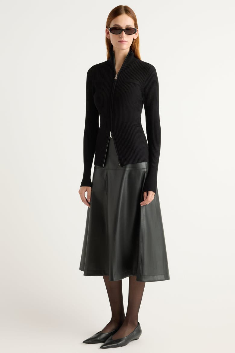 Kaine Ribbed Two Way Zip Sweater, Alternate, color, Black