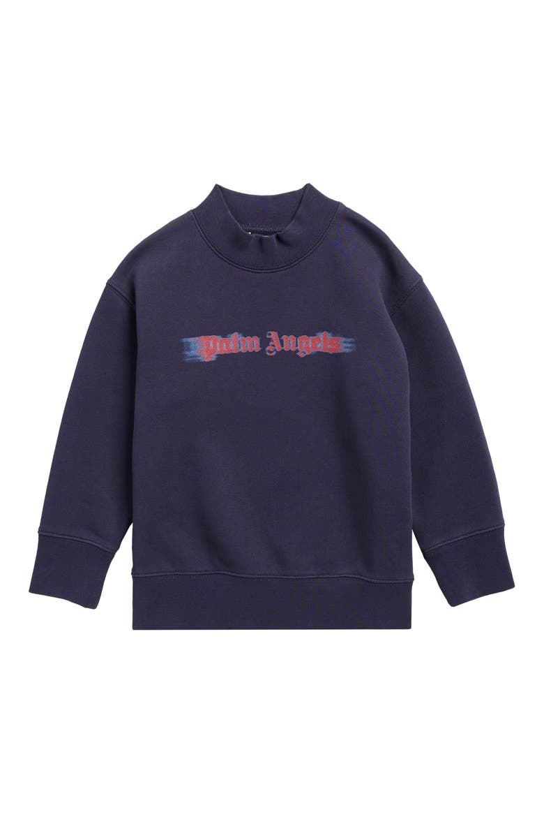 Kids' Blurred Logo Graphic Sweatshirt, Main, color, NAVY BLUE - RED