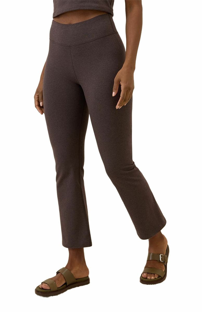 Pact On the Go-To Cropped Bootcut Legging Made with Organic Cotton, Alternate, color, Chocolate Heather