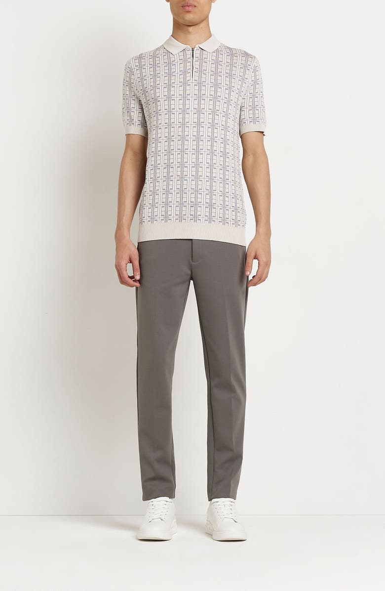 River Island Geo Jacquard Sweater Polo, Alternate, color, 