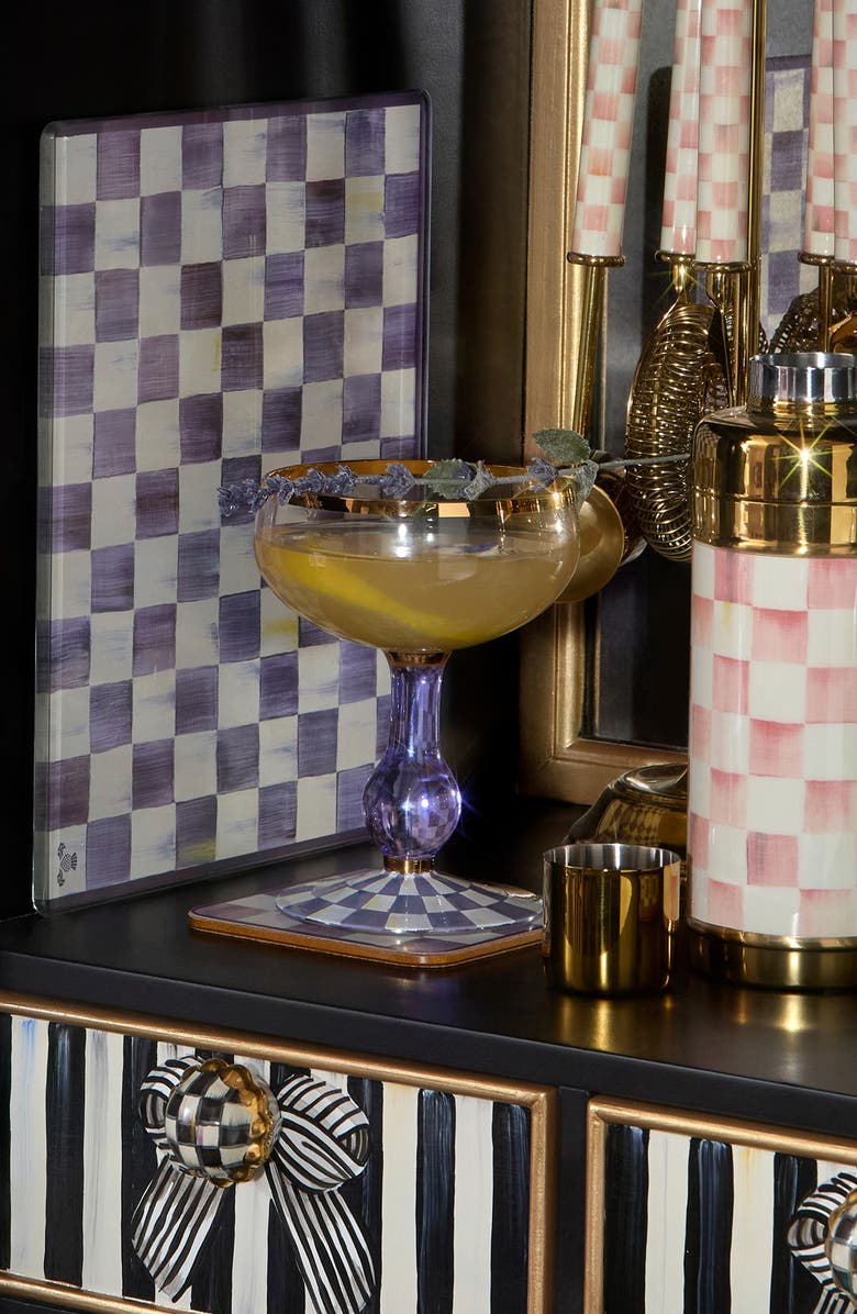 MACKENZIE CHILDS Violet Check Coupe Glass, Alternate, color, Violet