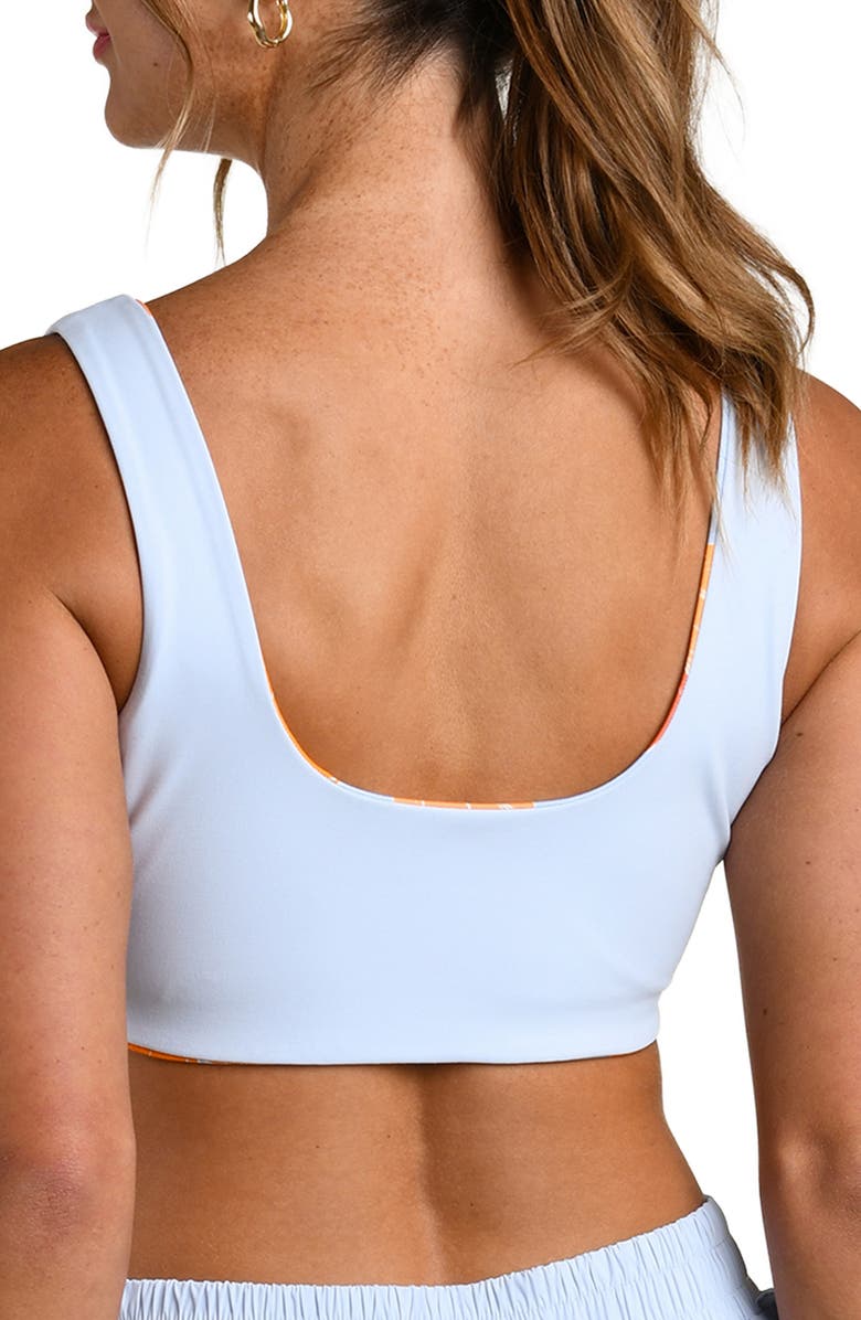 La Blanca Outline Floral Scoop Neck Reversible Sports Bra, Alternate, color, Drift