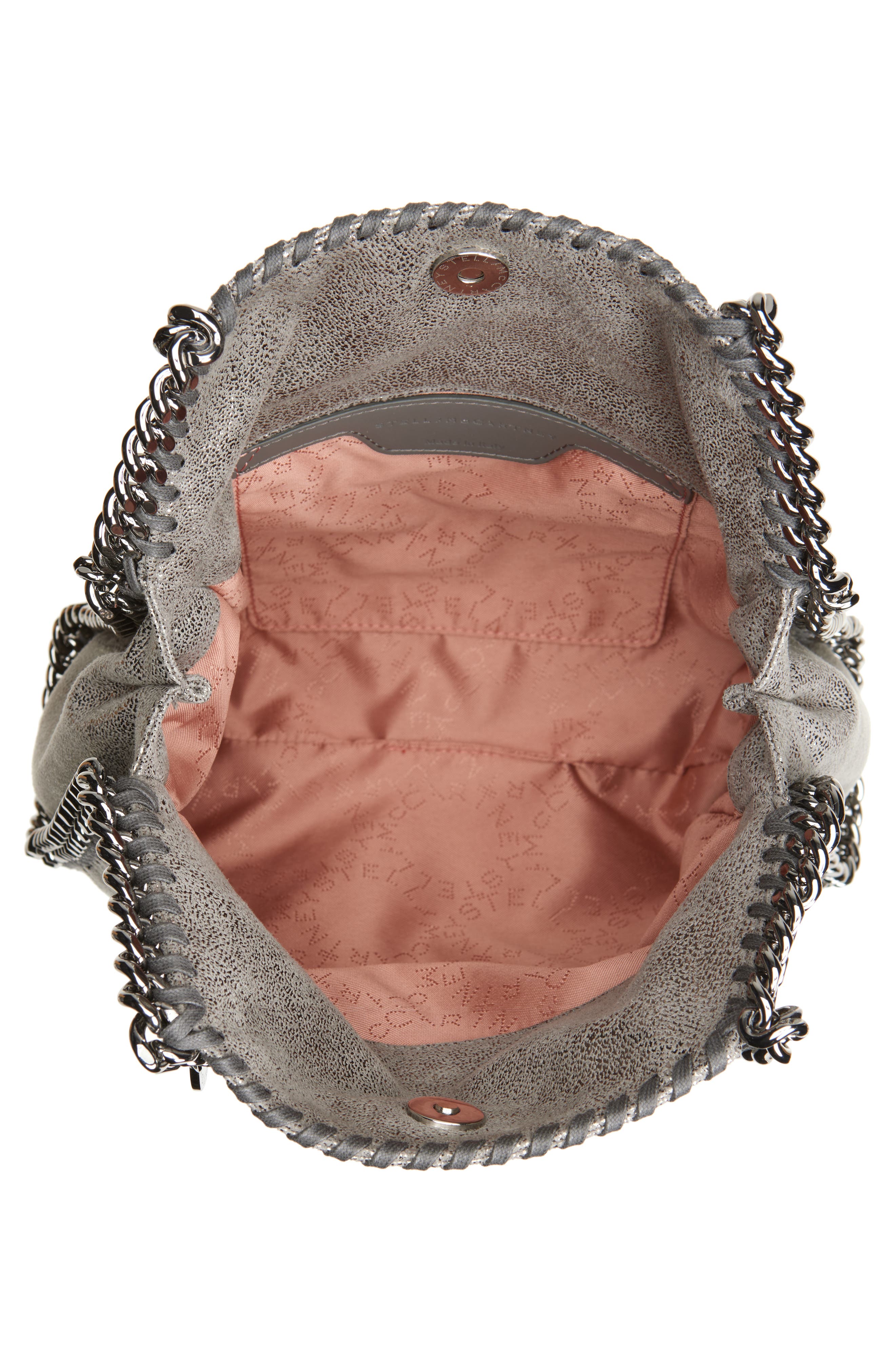 Stella McCartney Mini Falabella Metallic Faux Leather Tote, Alternate, color, Steel Grey