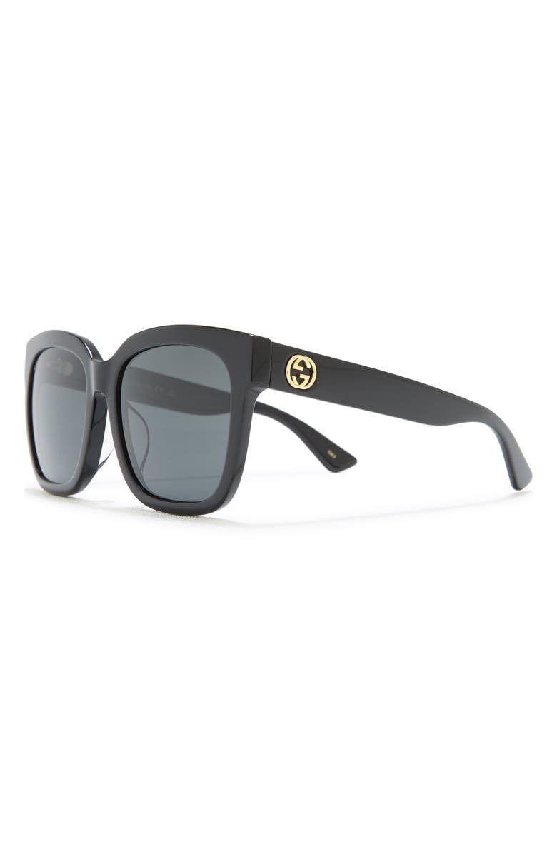 Gucci 54mm Square Sunglasses, Alternate, color, Black Black Grey
