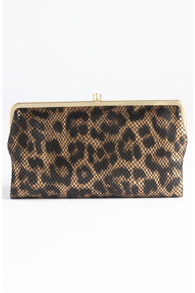 'Leopard Lauren' Double Frame Clutch, Alternate, color, METALLIC LEOPARD