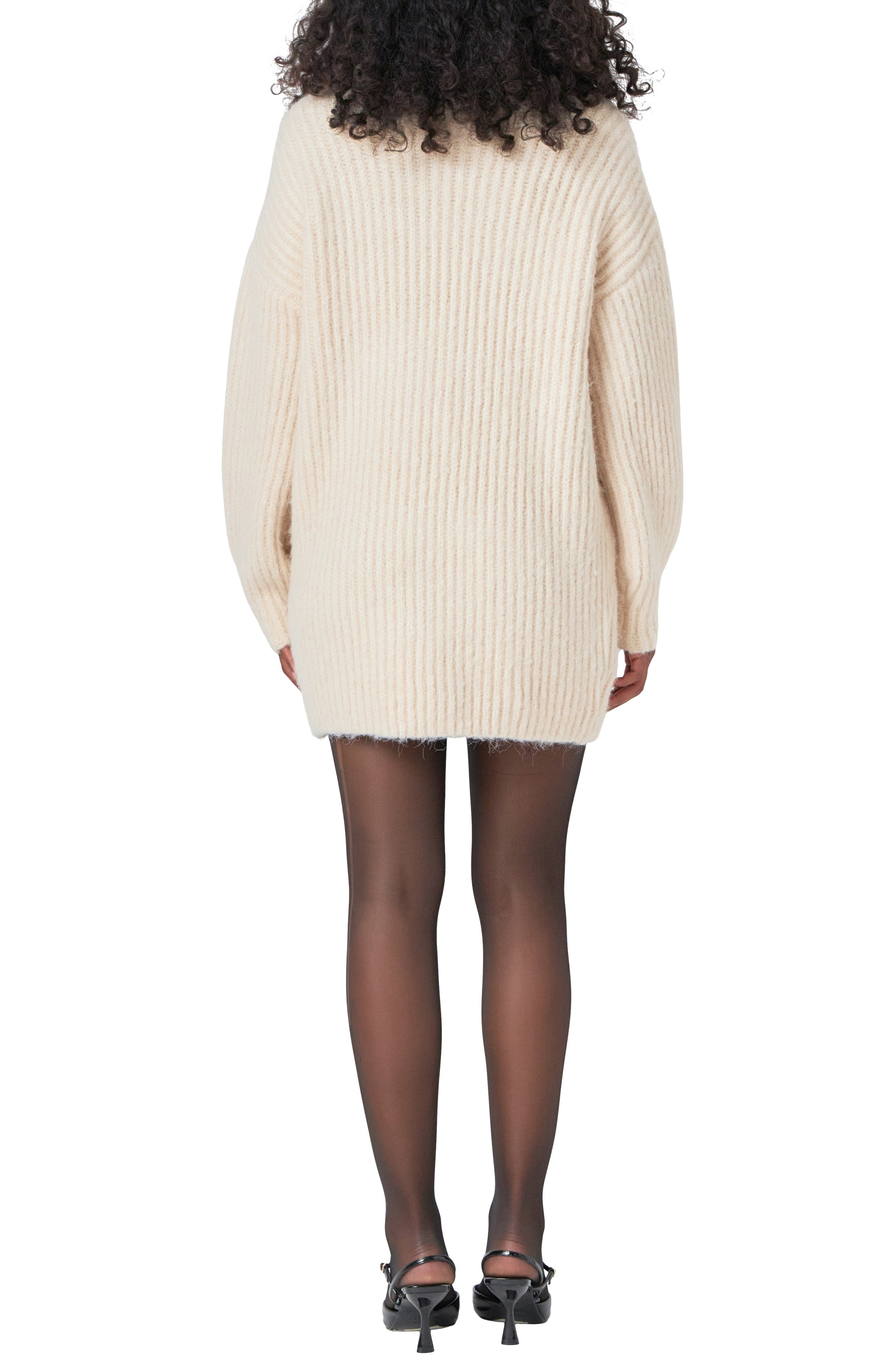 Oversize Long Sleeve Rib Sweater Minidress - image 2