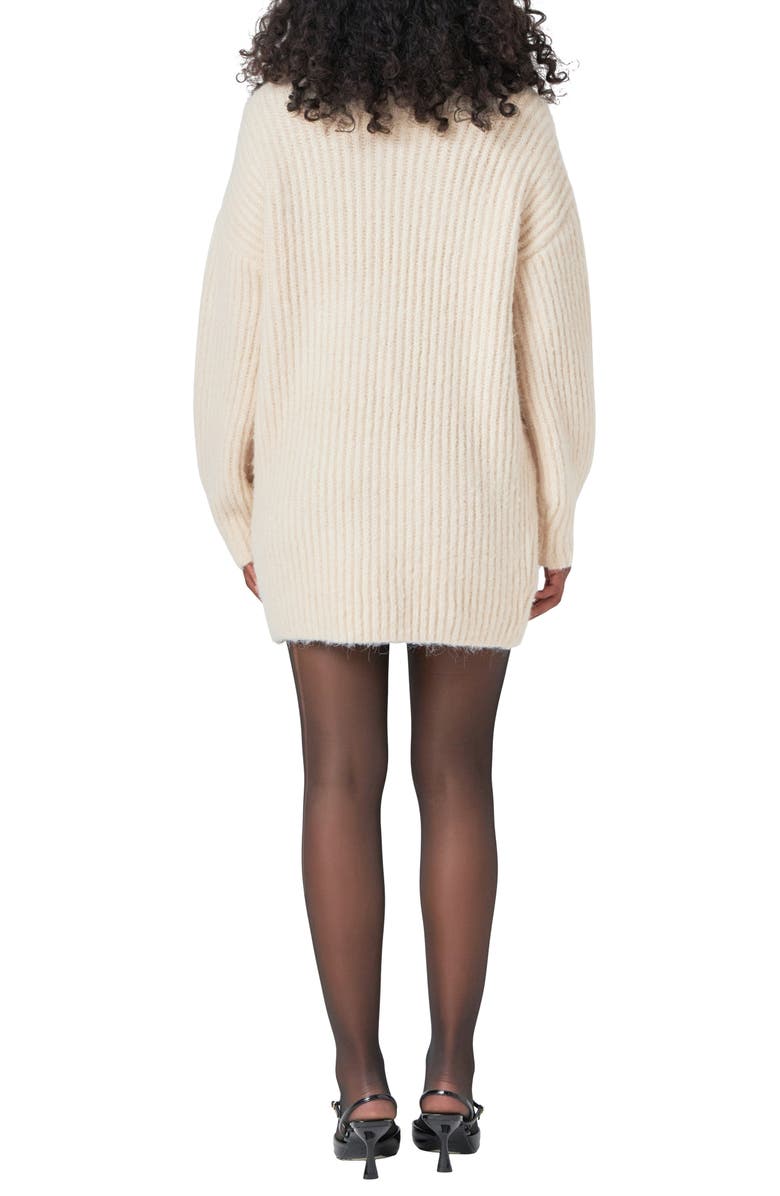 Endless Rose Oversize Long Sleeve Rib Sweater Minidress, Alternate, color, Cream