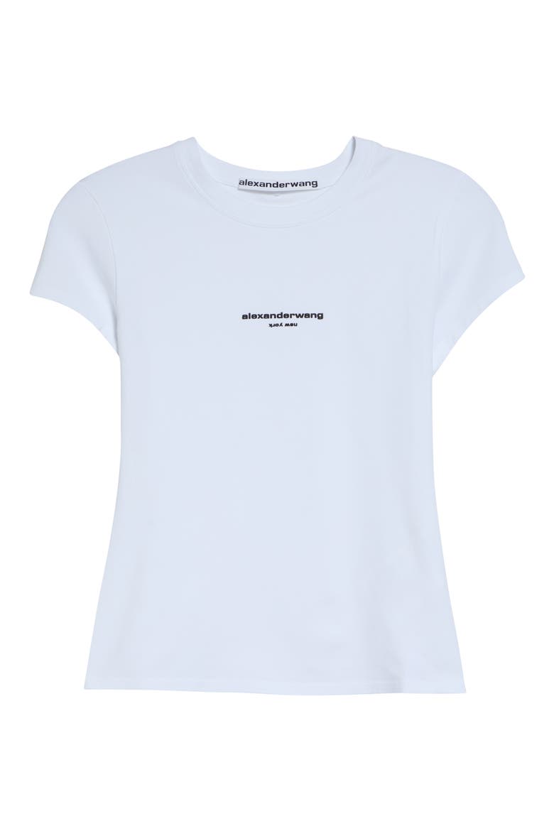 Logo Print Fitted Stretch Cotton T-Shirt, Main, color, WHITE